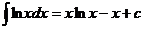 integral(ln(x)*dx) = x*ln(x) - x + c